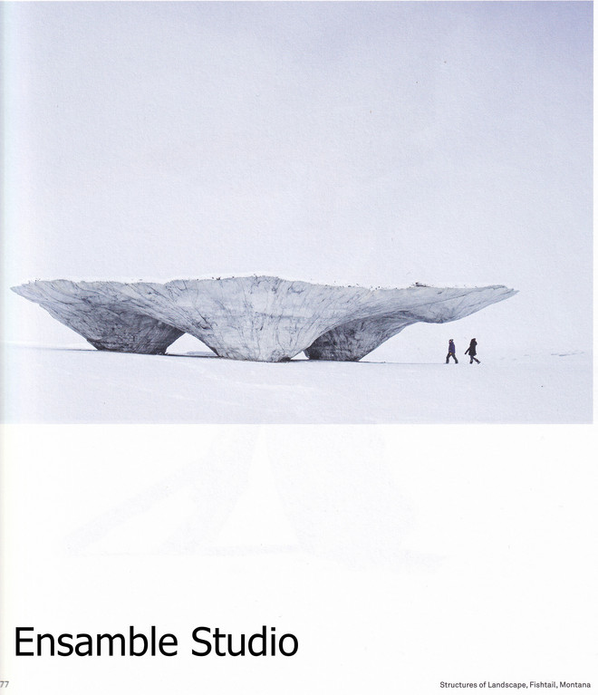 Structures of Lanscape, Fishtail, Montana" der Architekten Ensamble Studio, aus dem Buch: 2G 82 Ensamble Studio (S. 77) (ISBN978-3-96098-806-9)