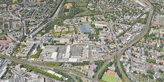 Schräges Satellitenbild - Ehrenfeld, Köln (Google Earth)