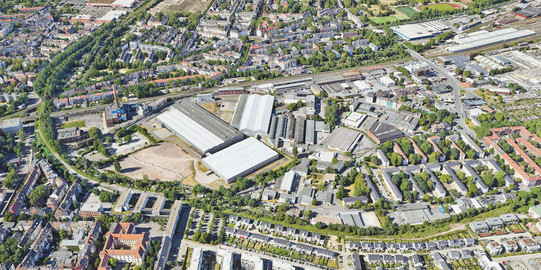 Schräges Satellitenbild - Klönne-Areal, Dortmund (Google Earth)