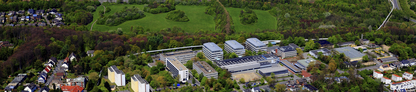 The picture shows the Campus of TU Dortmund University from above.
